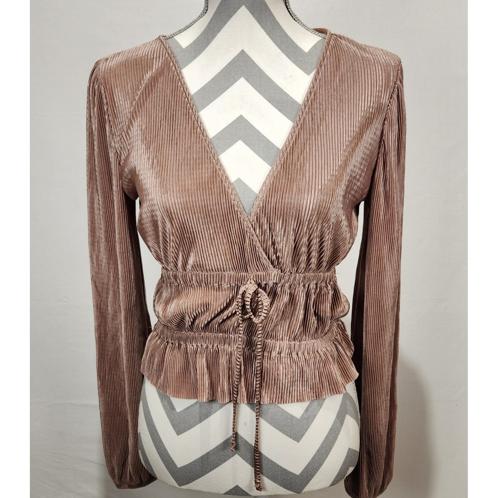 Zara Women's‎ Taupe Elegant Dressy Long Sleeve Top Size S